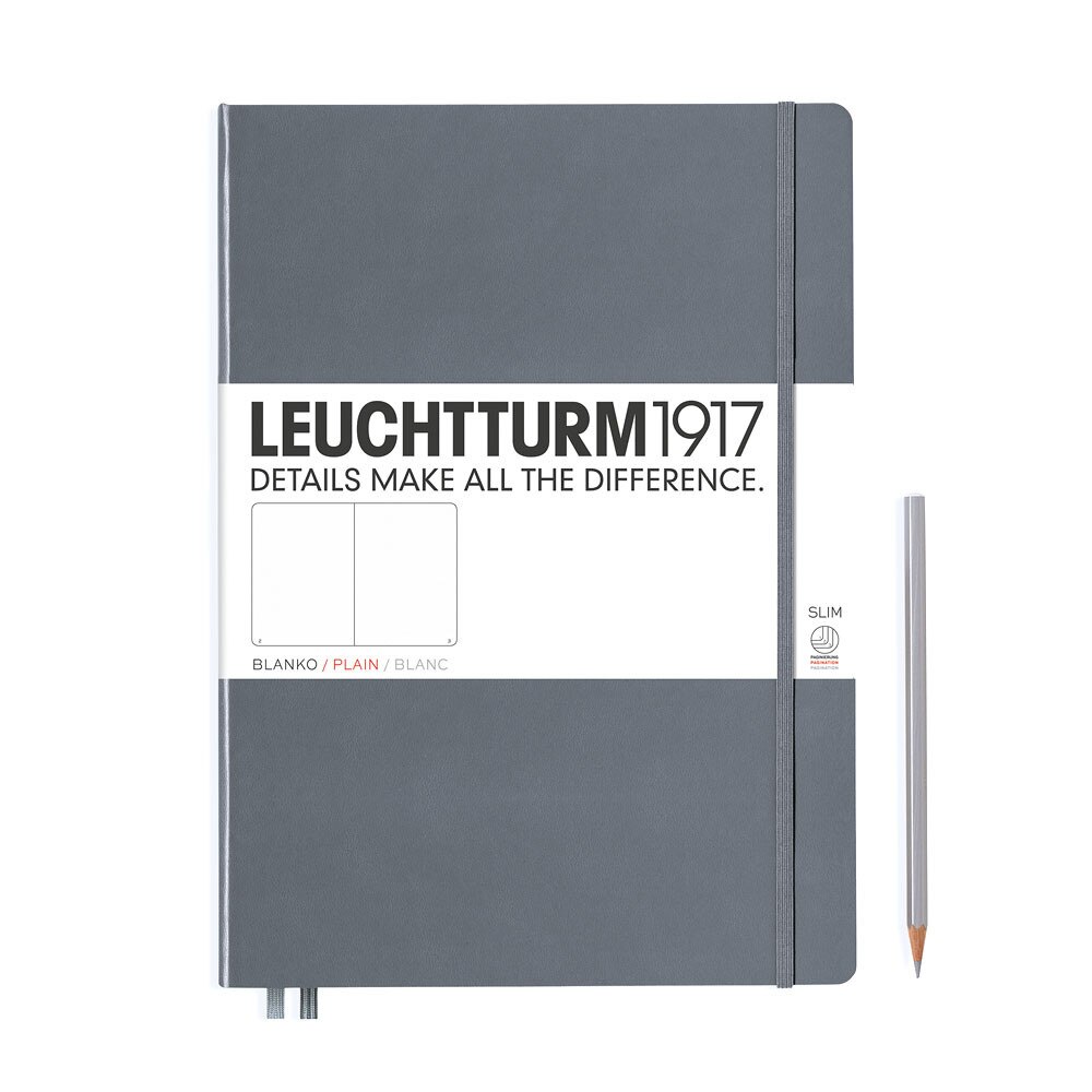 Leuchtturm 1917 Master Slim A4+ Hardcover Notebook 121ct – Anthracite – Plain